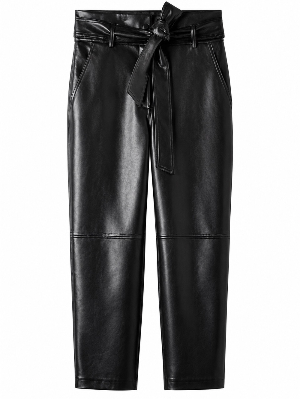 Wilfred Faux Leather Tie Waist Pants Black Belted Cropped Vegan Leather Size 0 - Picture 2 of 11